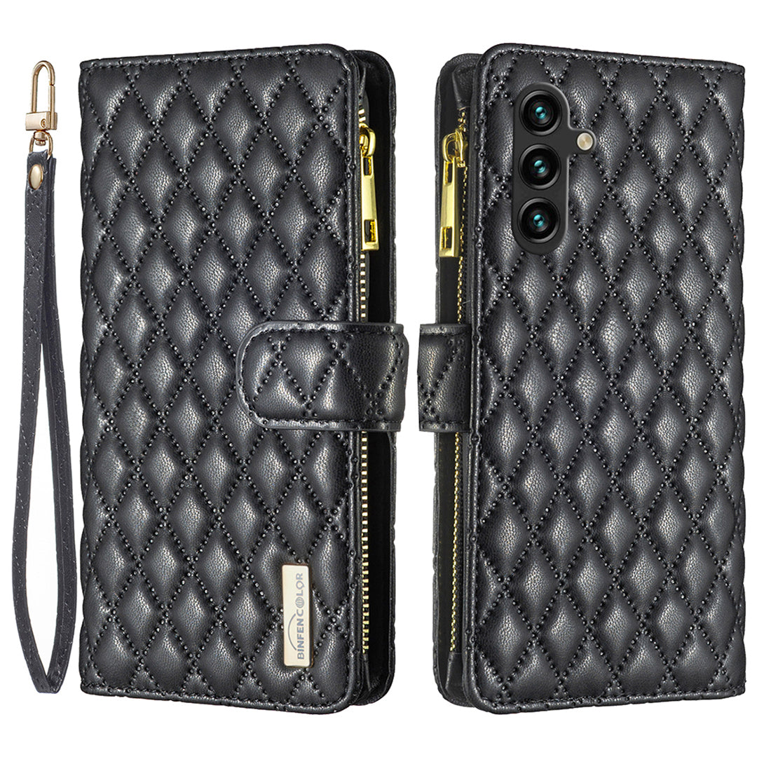 BINFEN COLOR BF Style-15 For Samsung Galaxy A05s 4G Case Zipper Pocket Leather Wallet Stand Phone Cover BINFEN COLOR BF Style-15 For Samsung Galaxy A05s 4G Case Zipper Pocket Leather Wallet Stand Phone Cover